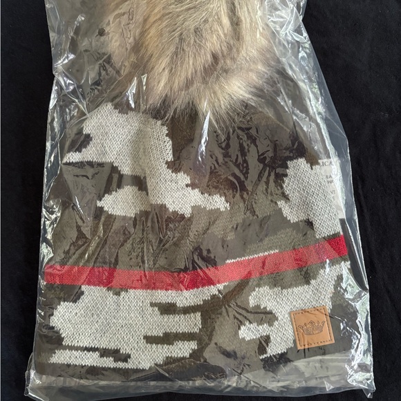 Accessories - Winter hat with faux fur Pom top.  Cute stocking cap